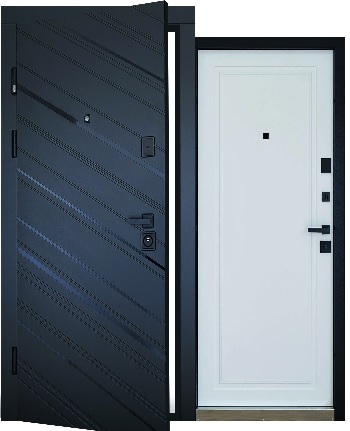 Двері вхідні. Abwehr (Megapolis) Rain (516/517) 860/960х2050 (Чорна крокрень/білий мат)