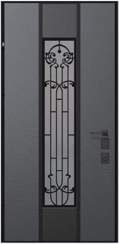 Двері вхідні Hardy St Securemme HPL Bolonya carbon grey (870*970*2050) стеклопакет с ковкой