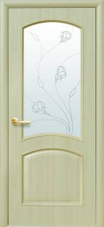 Дверне полотно Новий стиль Антре ясень (700*2000) ПВХ De Luxe стекло с рис. Р2