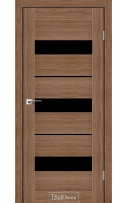 Дверне полотно MEXICO StilDoors Итальянский орех (800*2000) ПВХ, стекло черное