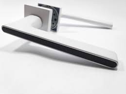 Ручка Trion на квадратной розете  ЦАМ Radiant White+Black белый+вставка черный