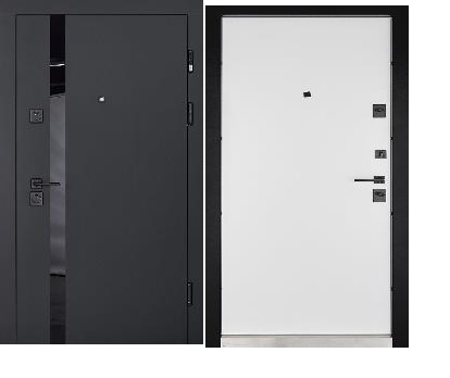 Двері вхідні Abwehr (Grand) Stella   515/0)860/960х2050 (Черная текстура/білий мат)