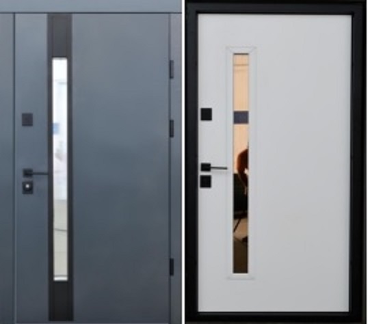 Вхідні двері Берез Смарт Ріо С 870/970*2050) Антрацит/Білий сатин Склопакет