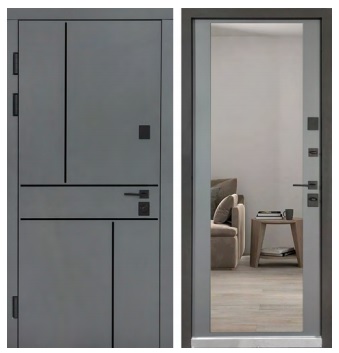 Двері Вхідні Булат Ультра (Квадро)мод.557/607 Попелястий металік/Сірий шифер Тонов зерк 950права СЧ