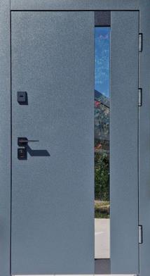 Двері вхідна Форт Нокс Крафт Термо Матов сір 7024 + чорний+склопакет/матовий білий 9003 850*2030ліва