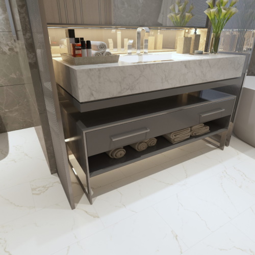 Підлога кварц вінілова (SPC) Apro Stone Carrara Marmor ST-805 з підкладкою 31кл/4+1мм мікрофаска (610*305=0,186м2) 9шт/уп.