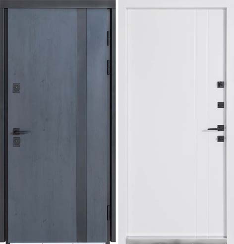 Двері Вхідні БулатТермо Хаус Мод701/191 Темний антрацит/вулична білий атласний 850ліва(терморозр)СЧ