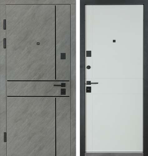 Двері Вхідні Булат Ультра(квадро)Securemme мод.540/249 Зріз каменю/Білий матовий гладкий 850права СЧ