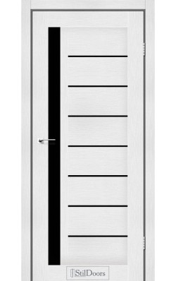 Дверне полотно LONDON StilDoors Белое дерево (800*2000) ПВХ, стекло черное