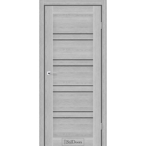 Дверне полотно Antalya DeLuxeПВХ Дуб Серебрянный (800*2000) стекло черное