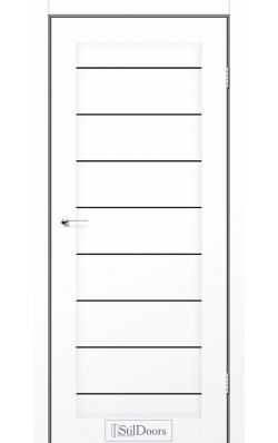 Дверне полотно TANZANIA StilDoors Белый кристал (800*2000) ПВХ, стекло черное