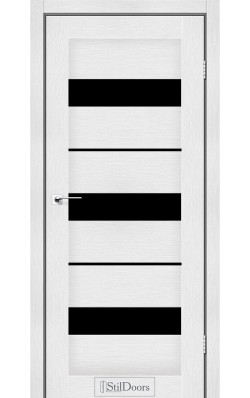 Дверне полотно MEXICO StilDoors Белое дерево (800*2000) ПВХ, стекло черное