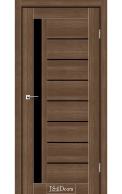 Дверне полотно LONDON StilDoors Орех золотой (800*2000) ПВХ, стекло черное