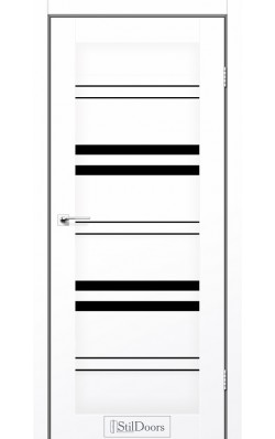 Дверне полотно SLOVENIA StilDoors Белый кристал (800*2000) ПВХ, стекло черное