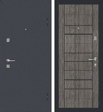 Дверь метал. ТМ Riccardi Street -BIT 06-B(2050х860) серый графит/дуб as правая