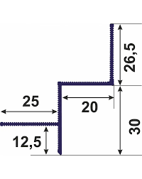Алюмінієвий профіль тіньового шва АПТШ 20 (25*20*3000) чорний (Профіль Центр)