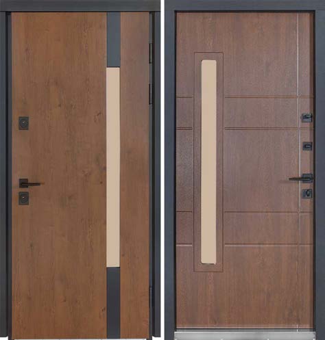 Двері Вхідні БулатТермо Хаус Мод705/428 Дуб бронза /вулична горіх натуральний 950*2050ліва СЧ