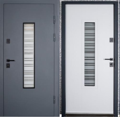 Двері вхідні уличн Abwer (Defender) 555 Matrix860/960х2050 ( RAL 7021/Белый)