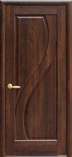 Дверь Новый Стиль Прима каштан (900*2000) ПВХ De Luxe глухая с гравировкой