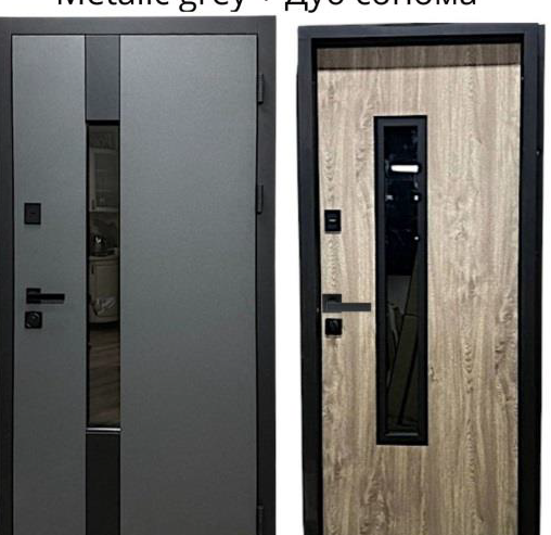 Двері вхідні Портала Стріт Термо Гард Glass 1 Metalic grey +Дуб сонома 850*2040 ліва