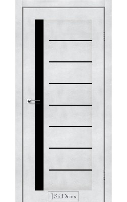 Дверне полотно LONDON StilDoors Светлый бетон (800*2000) ПВХ, стекло черное