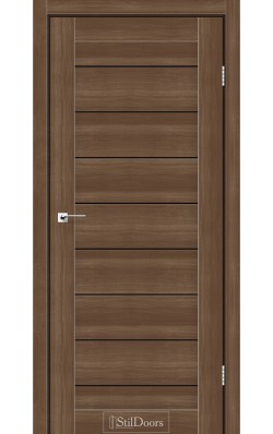 Дверне полотно TANZANIA StilDoors Орех золотой (800*2000) ПВХ, стекло черное