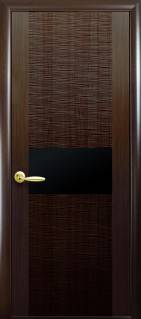 Дверне полотно Новий стиль Аста каштан (800*2000) ПВХ De Luxe стекло BLK