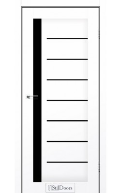 Дверне полотно LONDON StilDoors Белый кристал (800*2000) ПВХ, стекло черное (СК)