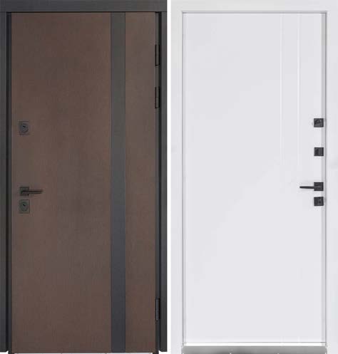 Двері Вхідні БулатТермо Хаус Мод703/191 Венге темний/вулична білий атласний 850права(терморозрив) СЧ