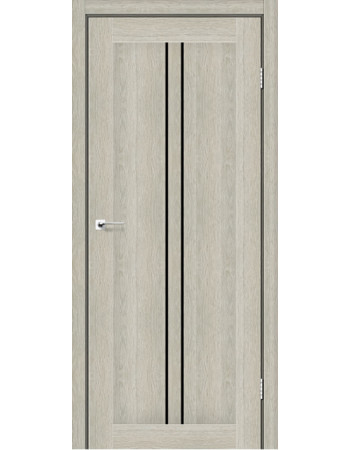 Дверне полотно Barcelona DeLuxe ПВХ Дуб Альба (800*2000) стекло черное