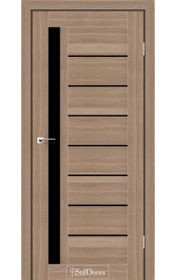 Дверне полотно LONDON StilDoors Ольха классическая (800*2000) ПВХ, стекло черное