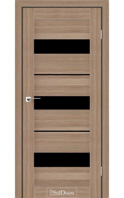 Дверне полотно MEXICO StilDoors Ольха классическая (800*2000) ПВХ, стекло черное