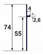 Алюмінієвий плінтус для підвісної установки Best Deal Silver анодований 2/74 (2,5 м) Профіль Центр