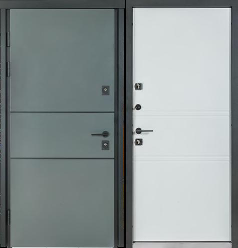 Двері Вхідні Булат Сottage мод.703/ 237 Metalic grey/ Білий Атласний  (вулиця) 850ліва СЧ