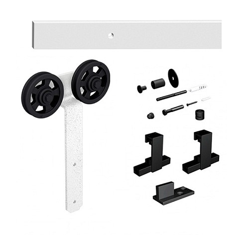 Набір фурнітури для розсувних дверей LOKI (ролик перфорований) на 1 двері до 120 кг, ROC Design, білий матовий