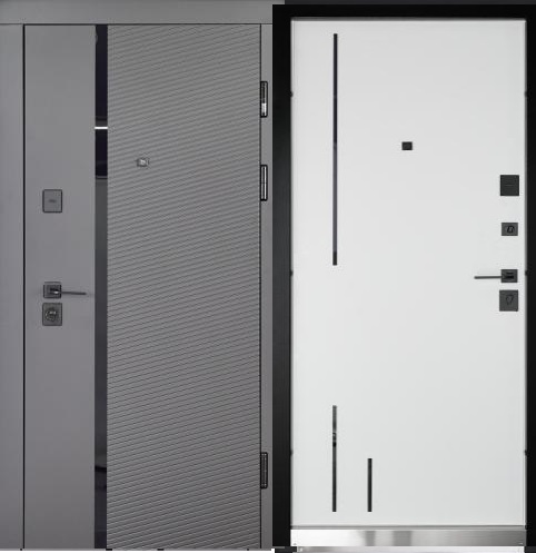 Двері вхідні Abwehr (Megapolis) 573/558Melany 860/960х2050 (Вугілля/білий супермат