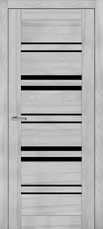 Дверь  Doors Smart С017 Ясень сизый (800*2000) ПВХ, черное стекло)