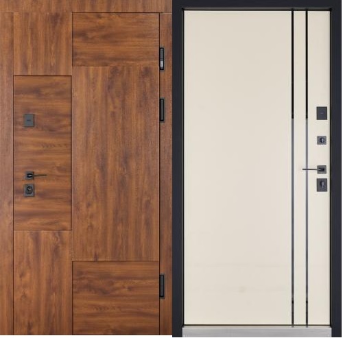 Двері вход уличная Abwehr LP-12 Supreme(Termix) 960х2050( Метал Lampre Дуб темний/білий) терморозрив