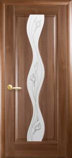 Дверне полотно Новий стиль левая Волна зол. ольха (800*2000) ПВХ De Luxe стекло с рис. Р2