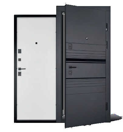 Двері вхідні Abwehr (Megapolis) 554/0 Sunset 860/960х2050 (Чорна шагрень/Білий супермаt