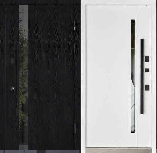 Двері вход уличная AbwehrCarat - 536(Termix) 960х2050( Метал Lampre Black Wood/білий) терморозрив
