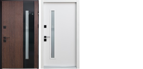 Двері Straj PF.St. Mottura Estra 970х2050 Дуб темний/белый атлас (стеклопакет)