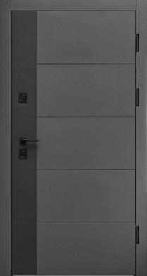 Двері вхідна Форт Нокс Троя Стріт КОМБІ Матовий сірий 7024 + чорний \ Білий сніг 850*2030 права