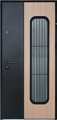 Двері вхідні Hardy St Securemme HPL Siena enigma/carbon grey  (870*970*2050) стеклопакет с внутр. решеткой