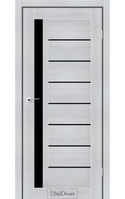 Дверне полотно LONDON StilDoors Кремовое дерево (800*2000) ПВХ, стекло черное(СК)