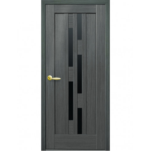 Дверне полотно Новий стиль Лаура grey (600*2000) ПВХ De Luxe стекло BLK