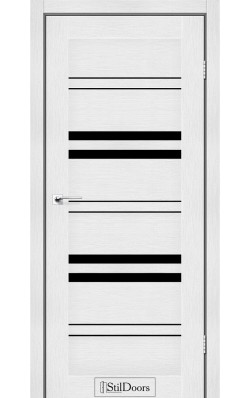 Дверне полотно SLOVENIA StilDoors Белое дерево (800*2000) ПВХ, стекло черное (СК)