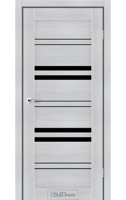 Дверне полотно SLOVENIA StilDoors Кремовое дерево (800*2000) ПВХ, стекло черное(СК)