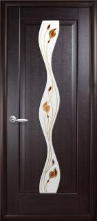 Дверне полотно Новий стиль Волна венге (600*2000) ПВХ De Luxe стекло с рис. Р1