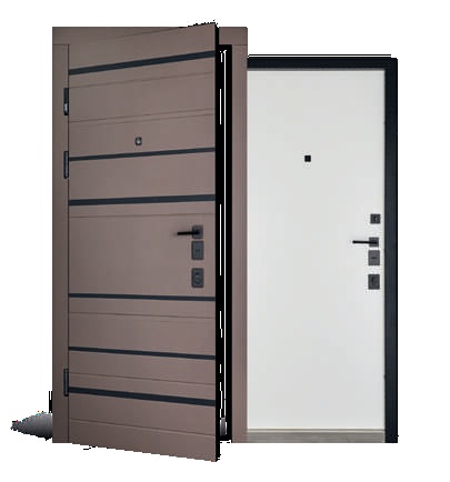 Двері вхідні Abwehr City(MG3-CT)Harmonia(515/0) 860/960х2050 смоки ПВХ/білий вставка черн.ст